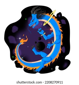 A powerful dragon in the outer space