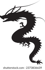 Powerful dragon silhouette. New Year's card illustration material for the Year of the Dragon.