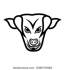 A powerful and dynamic buffalo icon, depicting a symbol of strength, courage and fighting spirit. This minimalist design features a buffalo silhouette with bold black lines.