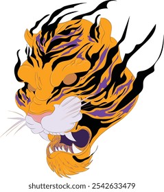 
Powerful and dynamic vector illustration of a tiger, with sharp lines and striking details.