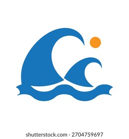 Potente Onda Dinámica Y Sunburst Logo Con Líneas Gruesas Y Llamativas