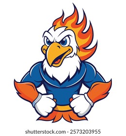 Powerful Eagle Fire Mascot Logo Art
