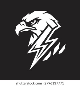 Powerful eagle and thunderbolt graphic perfect for sports teams, esports branding, gaming clans, or energy-related corporate identities.