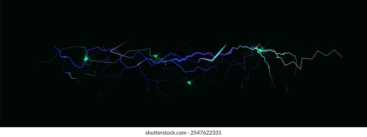 Potente energia elétrica de corrente. Um relâmpago num quadro mágico. Secreção de néon com efeito de fumaça.
