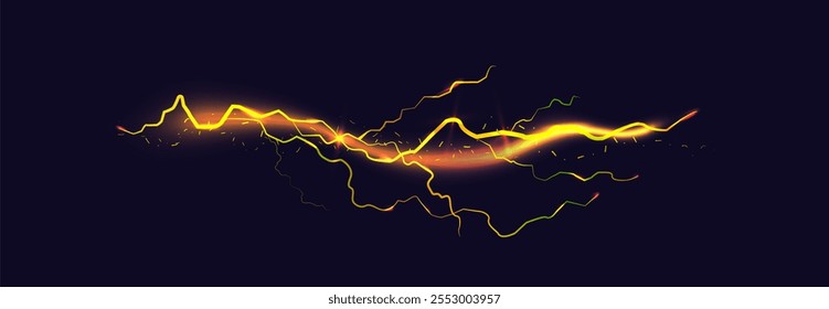 Potente energia elétrica de corrente. Um relâmpago num quadro mágico. Secreção de néon com efeito de fumaça.
