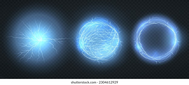 La descarga eléctrica potente, el impacto de un paro relámpago, hacen que sea realista sobre un fondo transparente. 3.ª ilustración vectorial
