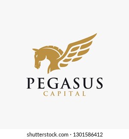 Powerful elegance pegasus logo vector illustration template on white background