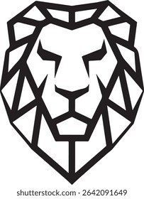  A powerful and elegant lion head in clean lines, great for branding, security, or premium product logos.
