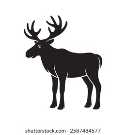 Powerful elk silhouette design as national symbol of Sweden