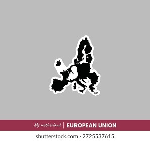 Poderosa ilustração cartográfica da UE simbolizando o nascimento, as raízes e a identidade nacional. O conceito de pátria emocional combina geografia e origem humana.