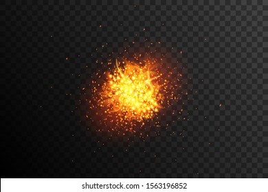 Powerful explosion with fiery particles.