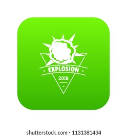 Powerful explosion icon green vector isolated on white background