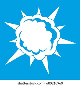 Powerful explosion icon white isolated on blue background vector illustration