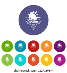 Powerful explosion icons color set vector for any web design on white background