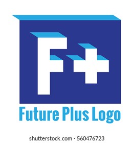 powerful F letter and plus logo icon emblem