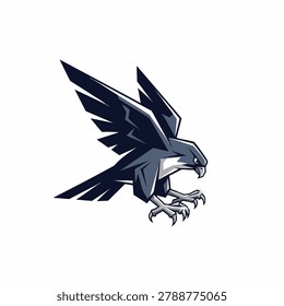 A powerful falcon or hawk mascot illustration with spread wings and sharp talons designed in a bold vector style