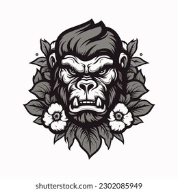 Powerful and fierce Gorilla logo design illustration, hand drawn to make a statement