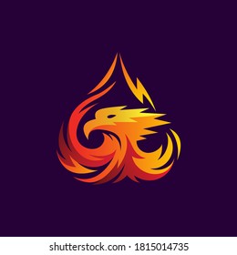 powerful fire bird logo design