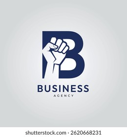 Powerful Fist B Letter Logo for Business Agency Branding