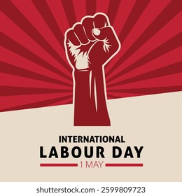 Powerful Fist Raised in Celebration Social Media Post of International Labour Day 