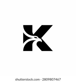 A powerful, futuristic letter K logo seamlessly integrated with an elegant eagle head. Ideal for aviation, cybersecurity, legal firms, and premium logistics.