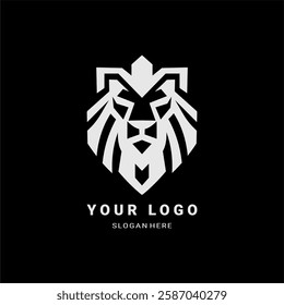 A powerful geometric lion head logo with sharp lines and bold symmetry. Ideal for branding, esports, apparel, and corporate identity. A modern and fierce emblem of strength and leadership.