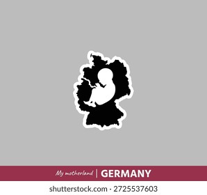 Poderosa ilustración de un mapa de Alemania que simboliza el nacimiento, las raíces y la identidad nacional. Concepto de patria emocional que mezcla geografía y origen humano.