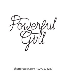 powerful girl label isolated icon