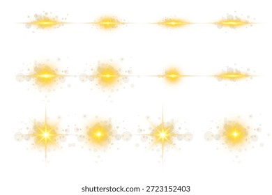 Potente destello brillante con núcleo de explosión brillante, destellos flotantes y proyección de rayos largos ideal para efectos de iluminación premium y diseños de PNG transparentes de alto impacto

