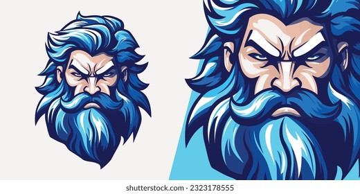 Powerful God Zeus Logo: Striking Vector Illustration for Elite Sport and E-Sport Teams