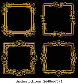 Poderosos Quadros Florais de Ouro Elementos de abertura decorativos Premium Definir Presença Comandante