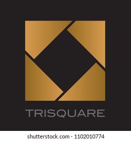 Powerful Golden Triangles and Square Logo Icon Emblem