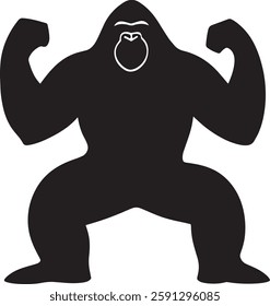 Powerful Gorilla Vector Silhouette with Raised Arms