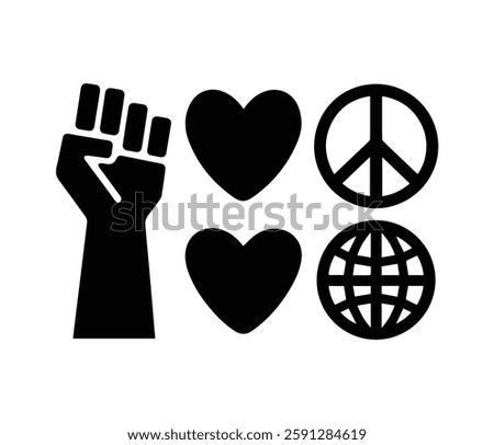 A powerful graphic design featuring a clenched fist, a speech bubble displaying "HUMAN RIGHTS", a calendar showing December 10th, and a globe.