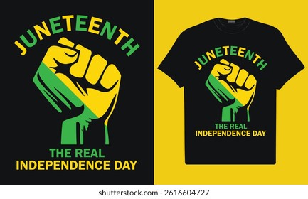 A powerful graphic design for a Juneteenth t-shirt celebrating the real Independence Day