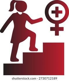 A powerful graphic representing a woman's determined ascent towards professional and personal growth, symbolizing gender equality, empowerment, and the pursuit of a successful future