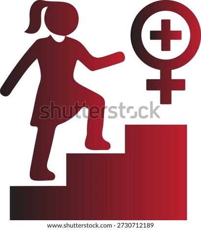 A powerful graphic representing a woman's determined ascent towards professional and personal growth, symbolizing gender equality, empowerment, and the pursuit of a successful future