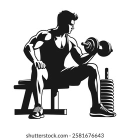 A powerful gym man silhouette, symbolizing strength, fitness, and determination