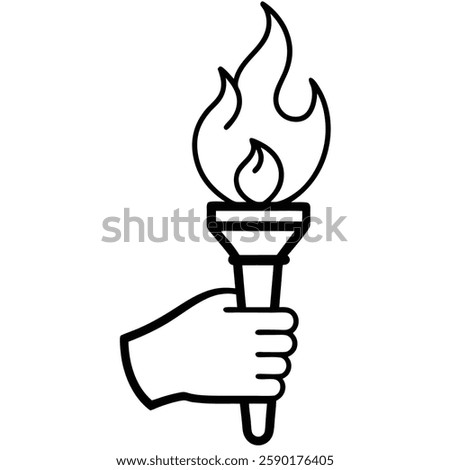 Powerful Hand Holding a Burning Torch Symbol – Vector Art Illustration for Strength and Freedom