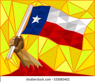 Powerful Hand Raising The Flag Of Texas USA