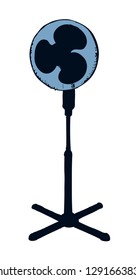 Powerful home turbo spin blower icon on white background. Freehand outline black ink hand drawn vent prop tool on plastic stand. Line sign logo emblem pictogram in art retro style pen on paper space