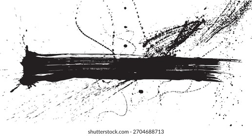 Potente trazo de pincel de tinta Horizontal. Dibujado a mano ilustración de fondo.