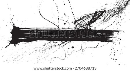 powerful horizontal ink brush stroke. Hand drawn background illustration.