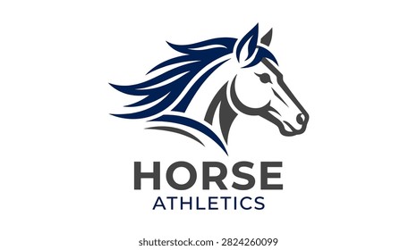 Powerful horse head logo designed for sports clubs and performance.