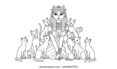 Powerful Horus God Coloring Page Falcon Head Egyptian Deity Kingship Sky God Staff Ancient Egypt Drawing