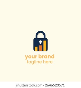 Powerful icon representing secure business growth using bar chart integrated with a lock symbol. Ideal for finance, fintech, and cybersecurity brands.