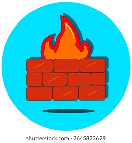 Illustration puissante d'un pare-feu flamboyant, symbolisant une forte barrière contre les menaces numériques et l'accès non autorisé. Idéal pour les concepts de cybersécurité, de sécurité réseau et de protection des données, 