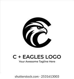 A powerful illustration of an C and eagles head perfect for use as a logo mascot or design element