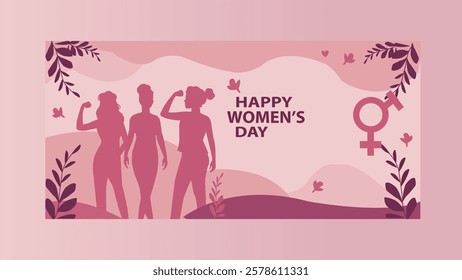 Powerful illustration for Women’s Day featuring strong, confident women in action poses, symbolizing empowerment, unity, and the celebration of women’s strength and achievements