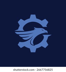 Una poderosa ilustración de la cabeza y el ala de un águila, integrada en la forma de un engranaje. Este logotipo simboliza la fuerza industrial, la tecnología y la precisión.